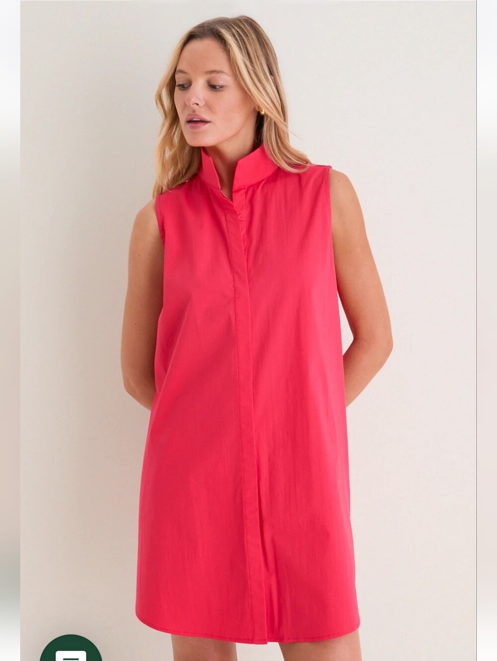 Tuckernuck Sleeveless Charlie Mini Dress Reddish Coral Sz L Preppy Poplin A-line